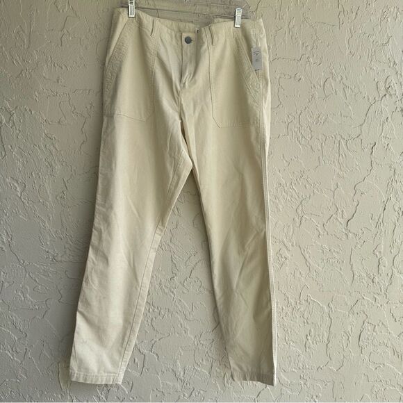 GAP Pants Women 14 Tall Corduroy Cream Skinny Ankle Minimalist Casual - Picture 1 of 13